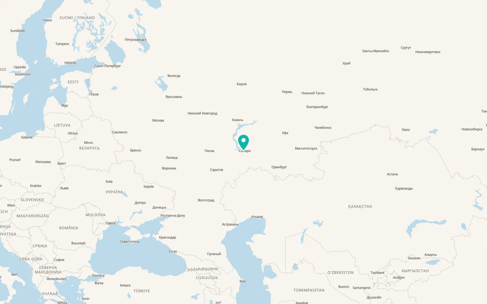 Map of Novokuybyshevsk