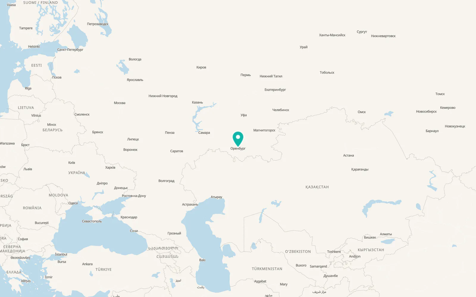 Map of Orenburg