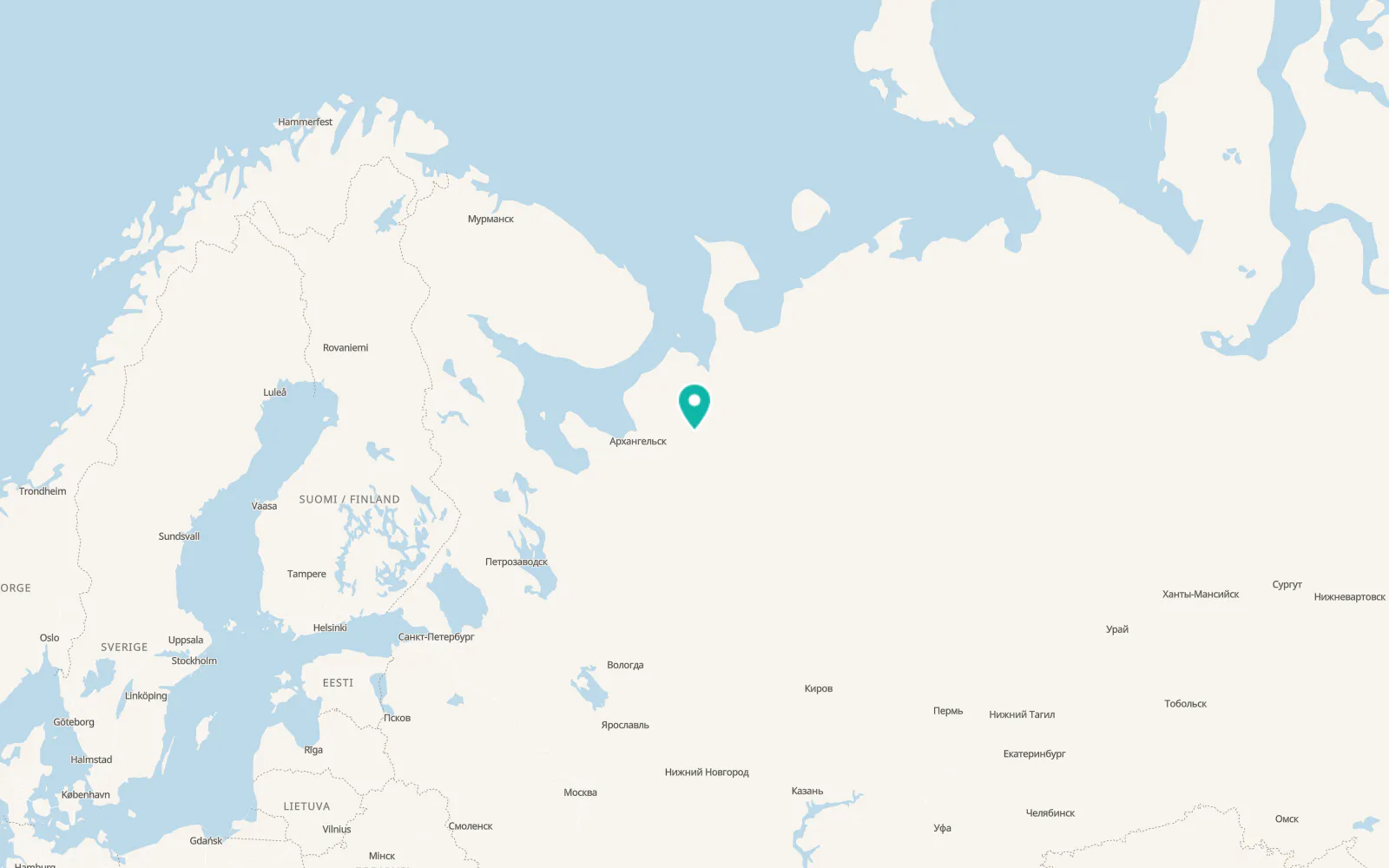 Map of Pinega