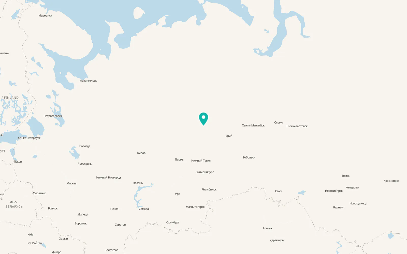 Map of Polunochnoye