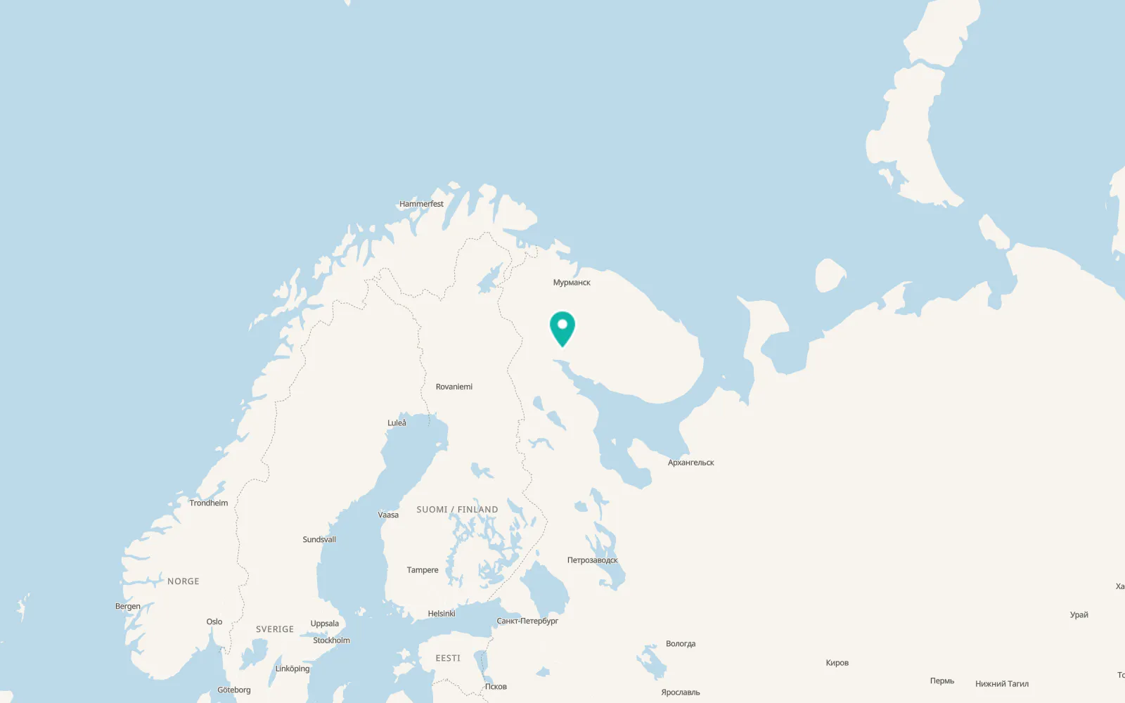 Map of Polyarnyye Zori