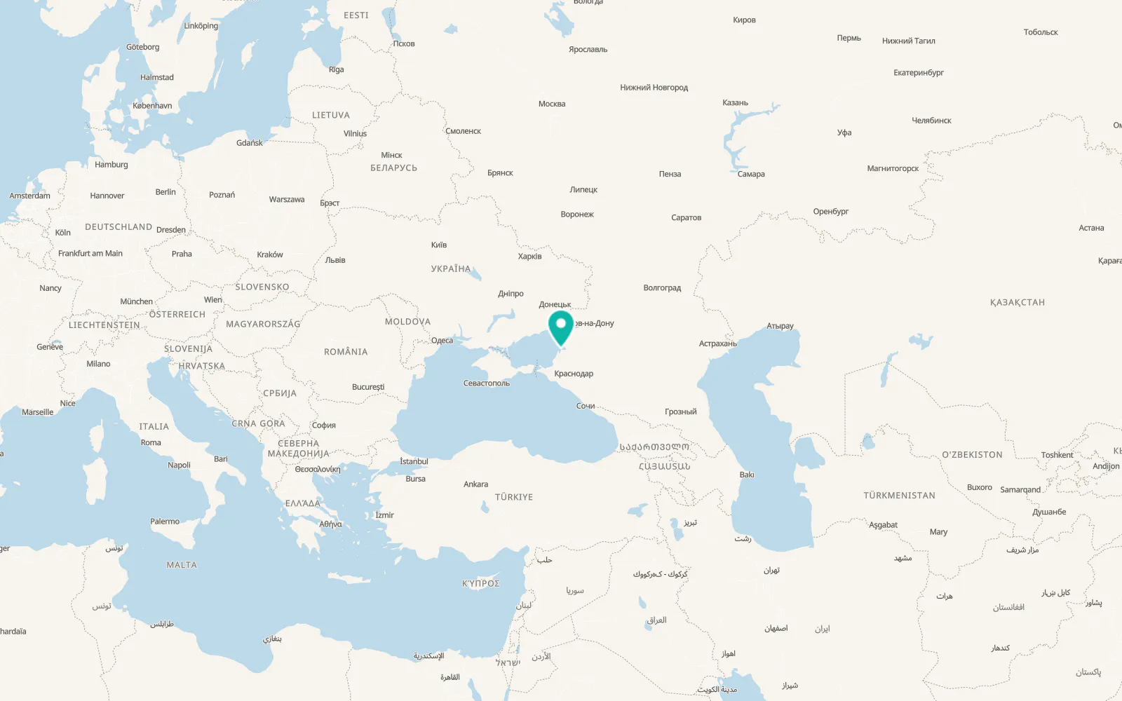 Map of Primorsko-Akhtarsk