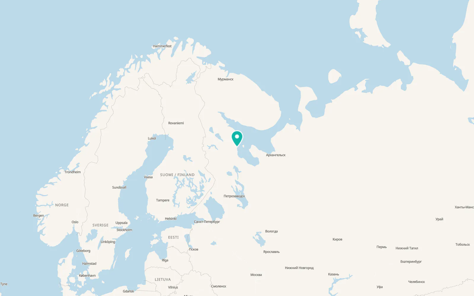 Map of Rabocheostrovsk
