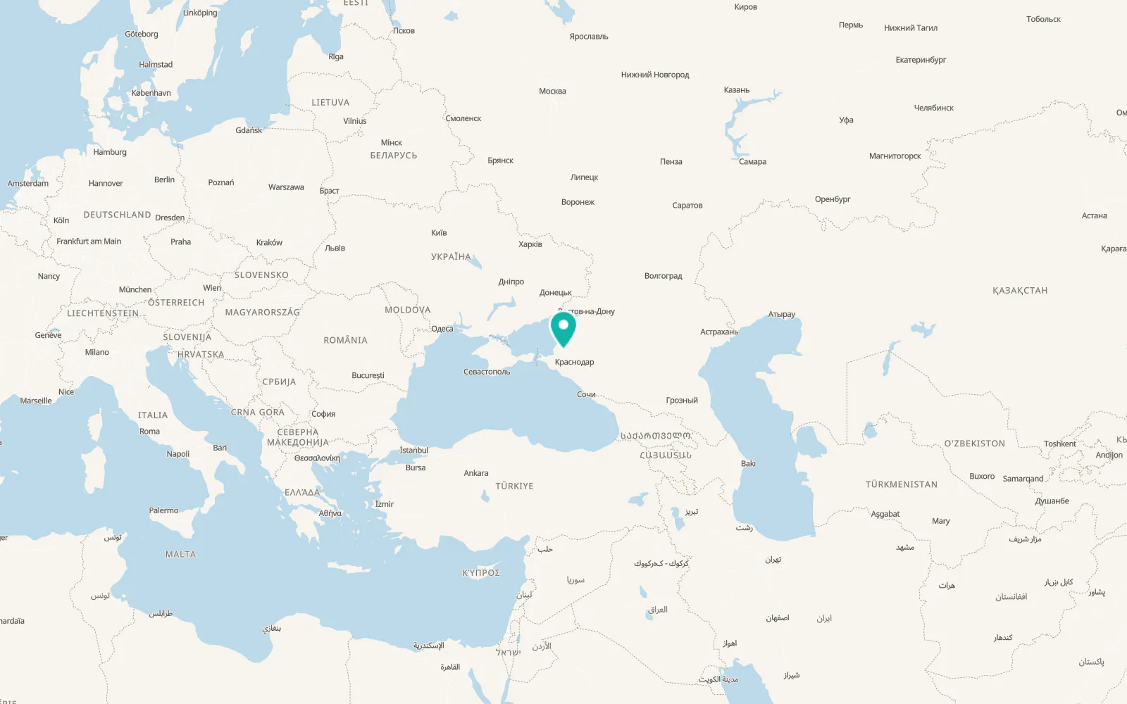 Map of Starodzhereliyevskaya