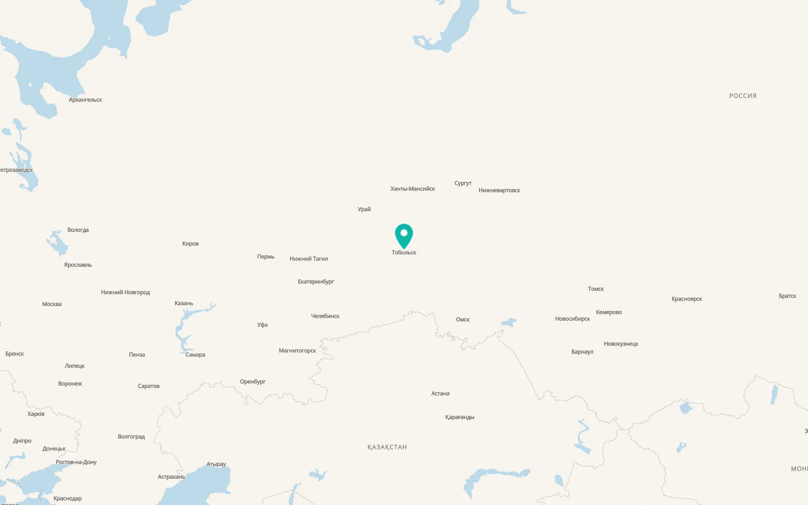 Map of Tobolsk