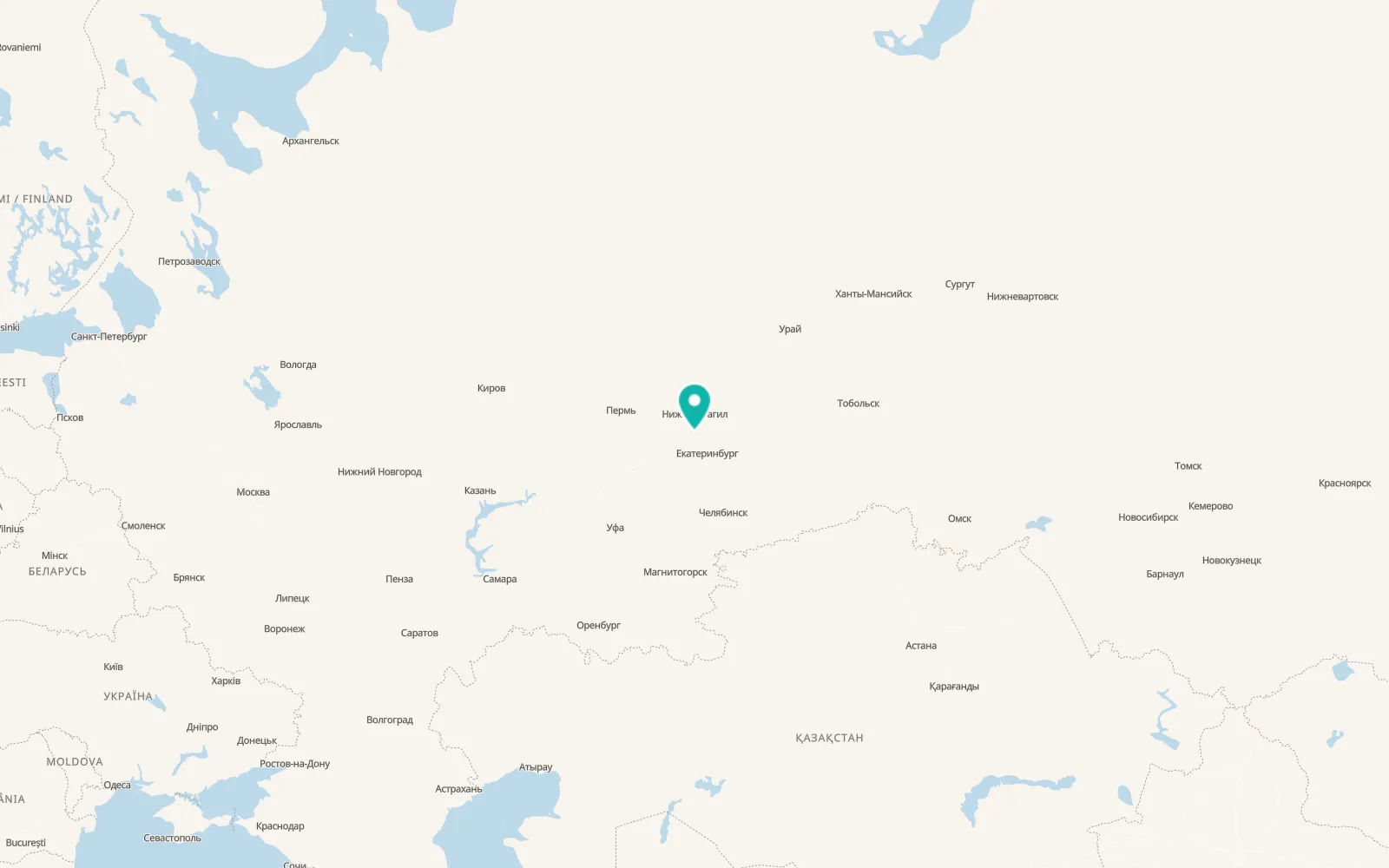 Map of Verkhniy Tagil