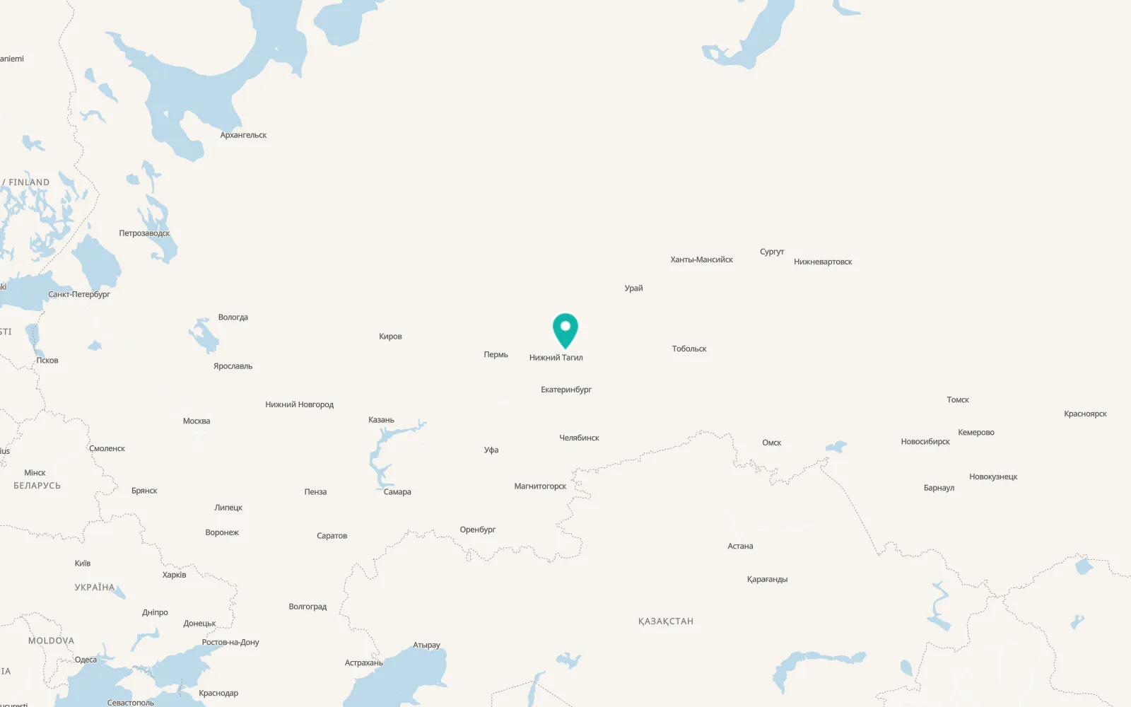Map of Verkhnyaya Salda