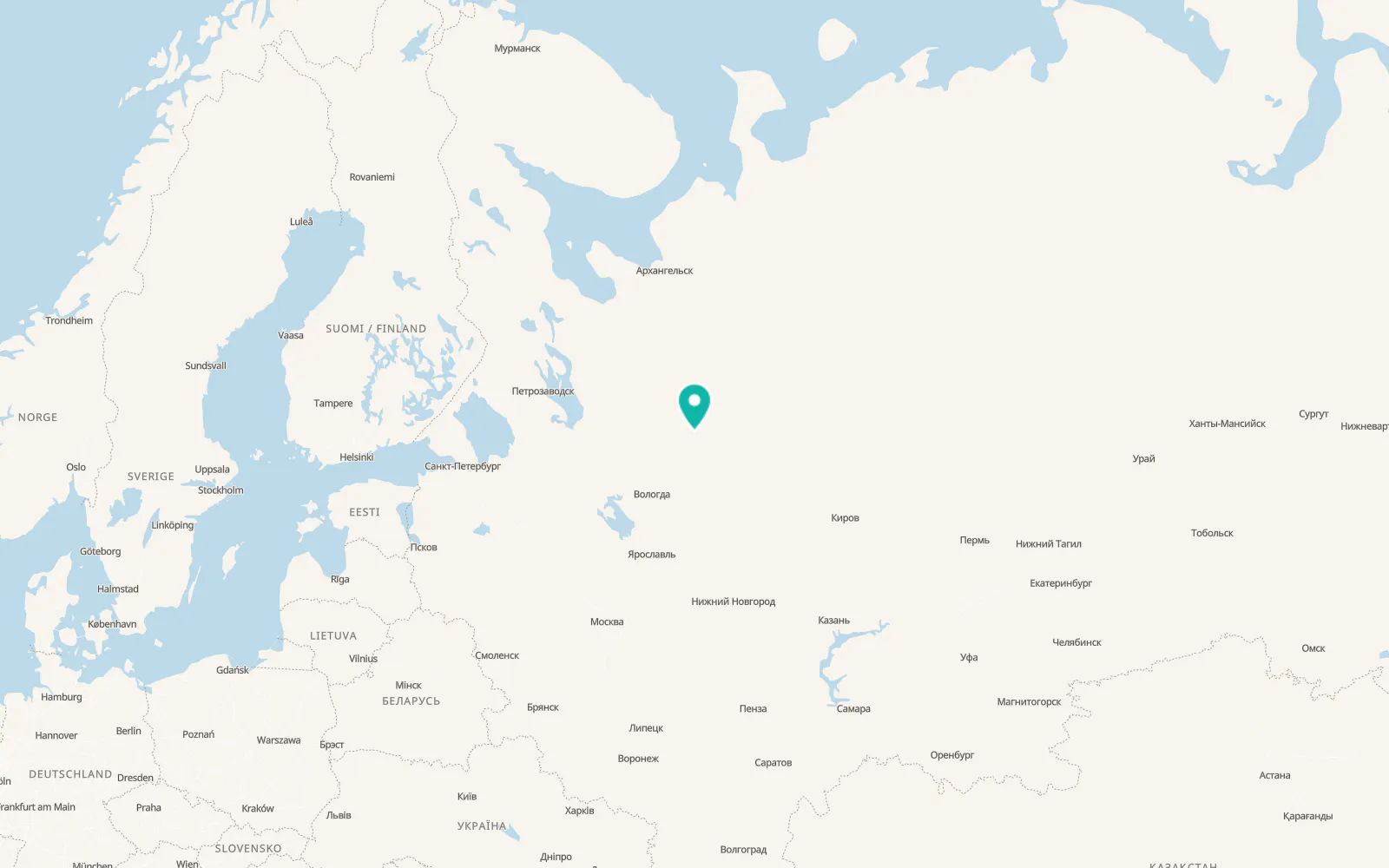 Map of Verkhovazh’ye