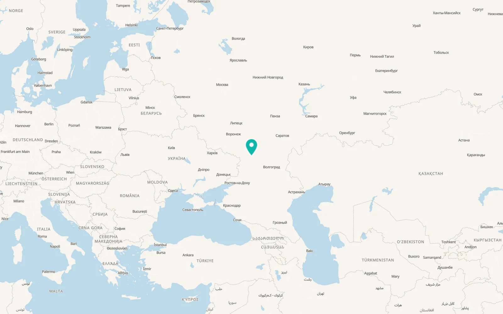 Map of Vëshenskaya