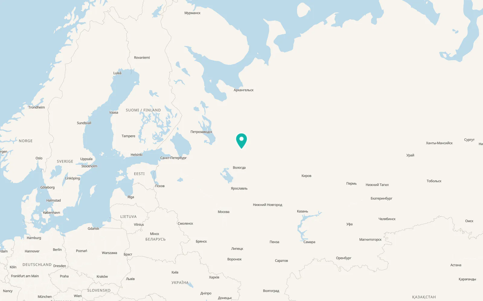 Map of Vozhega