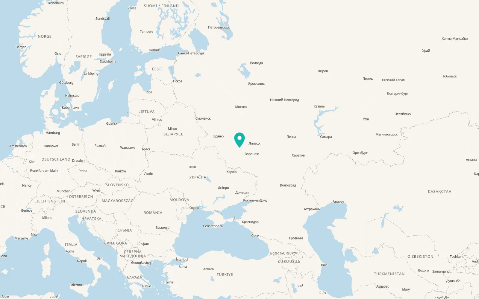 Map of Vyshneye Dolgoye