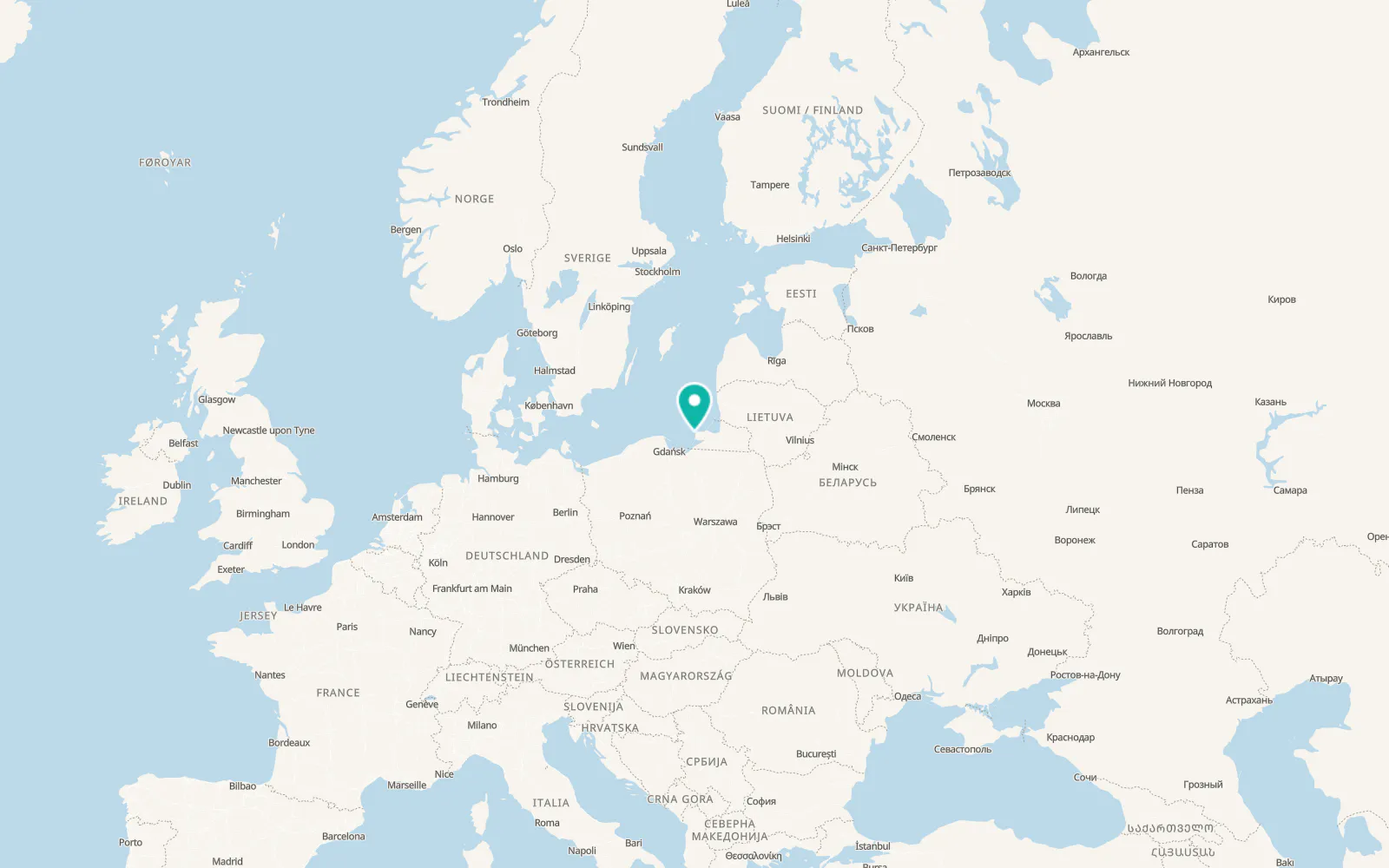Map of Yantarnyy