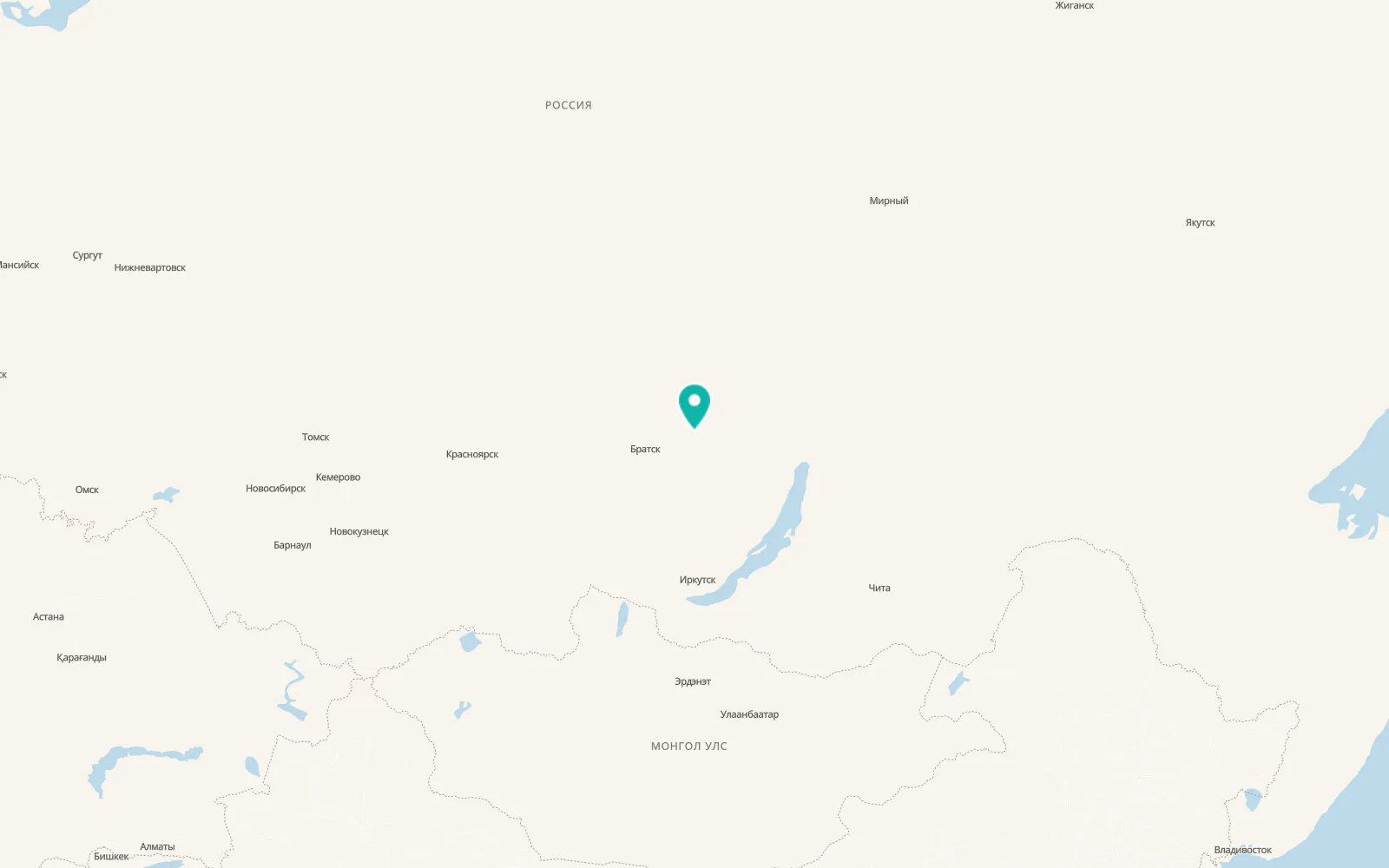 Map of Zheleznogorsk-Ilimskiy