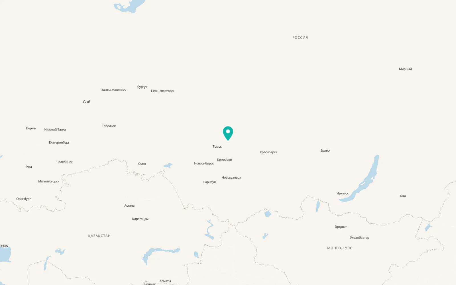 Map of Zyryanskoye