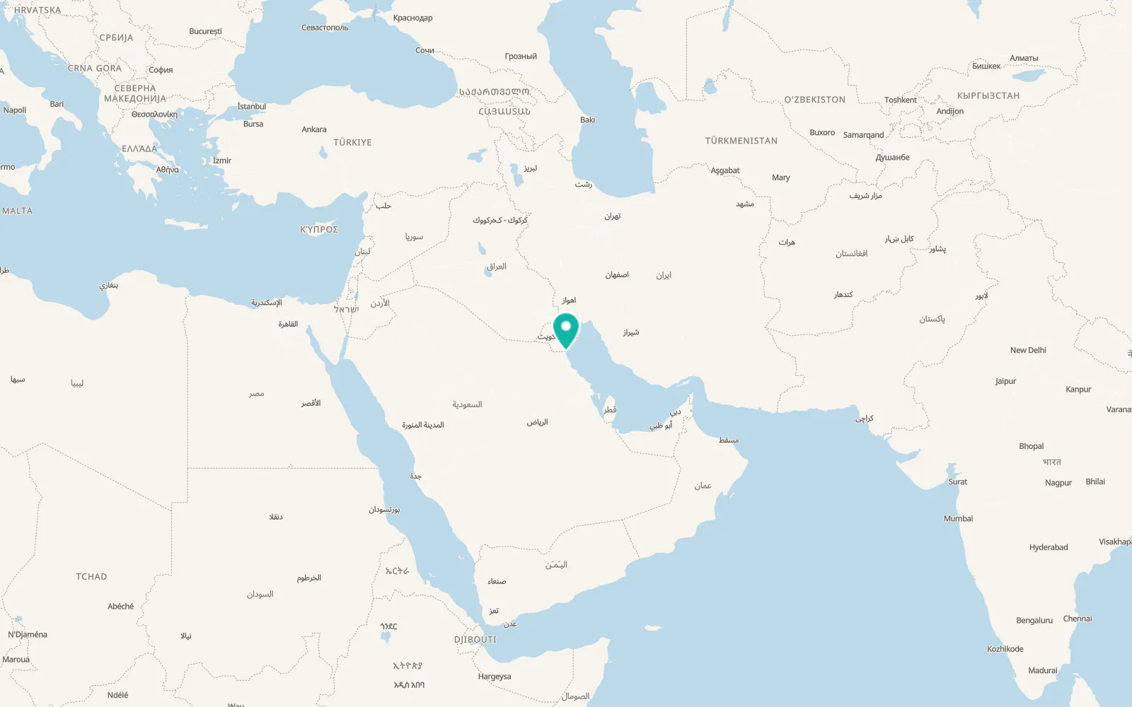 Map of Al Khafjī