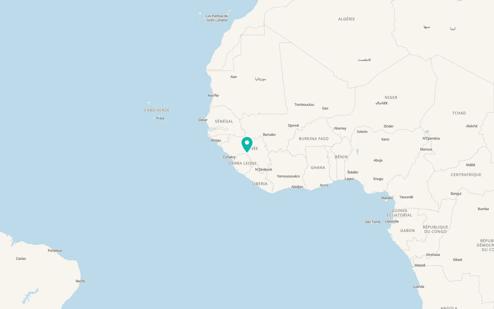 Map of Gberia Fotombu