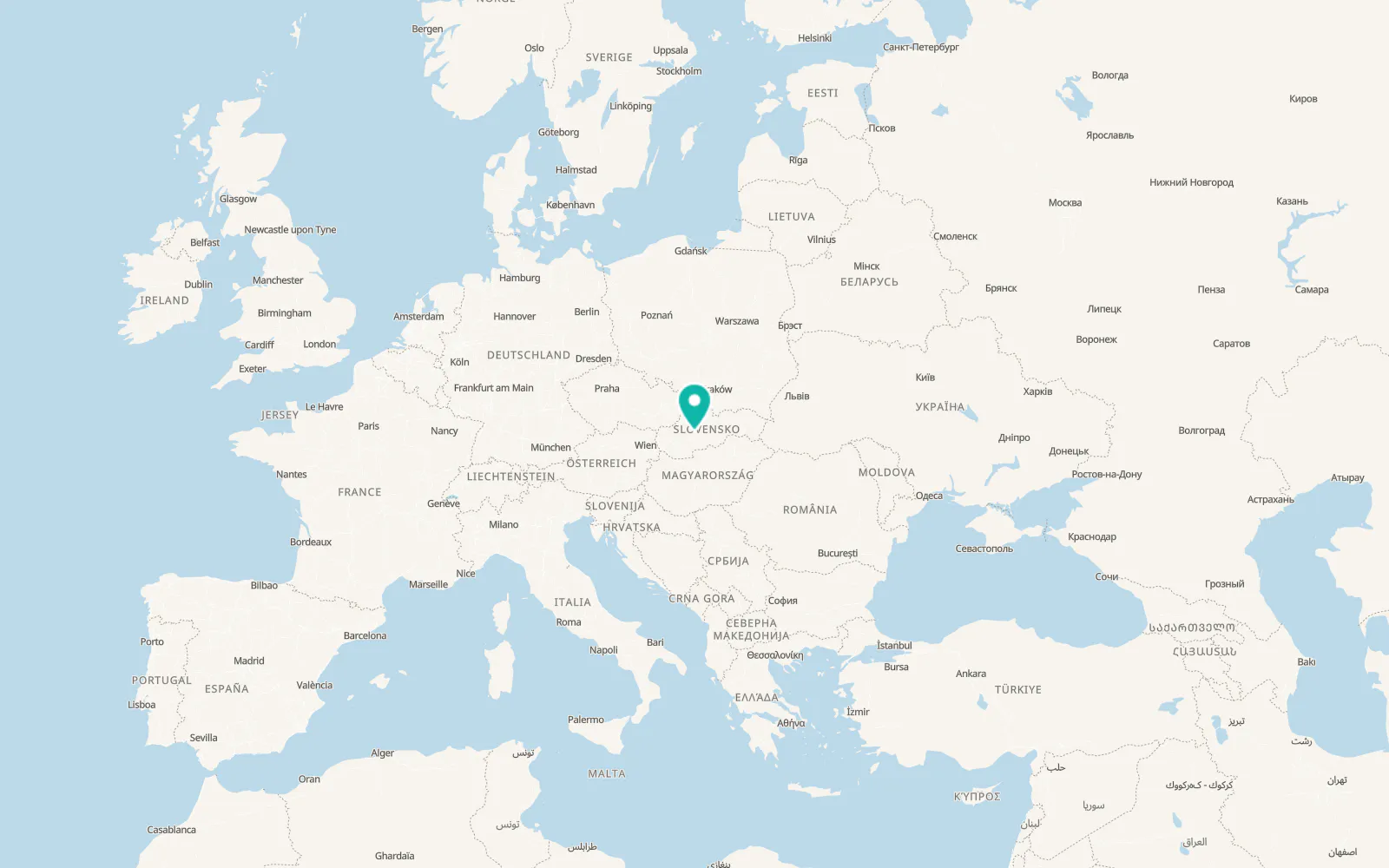 Map of Žiar nad Hronom