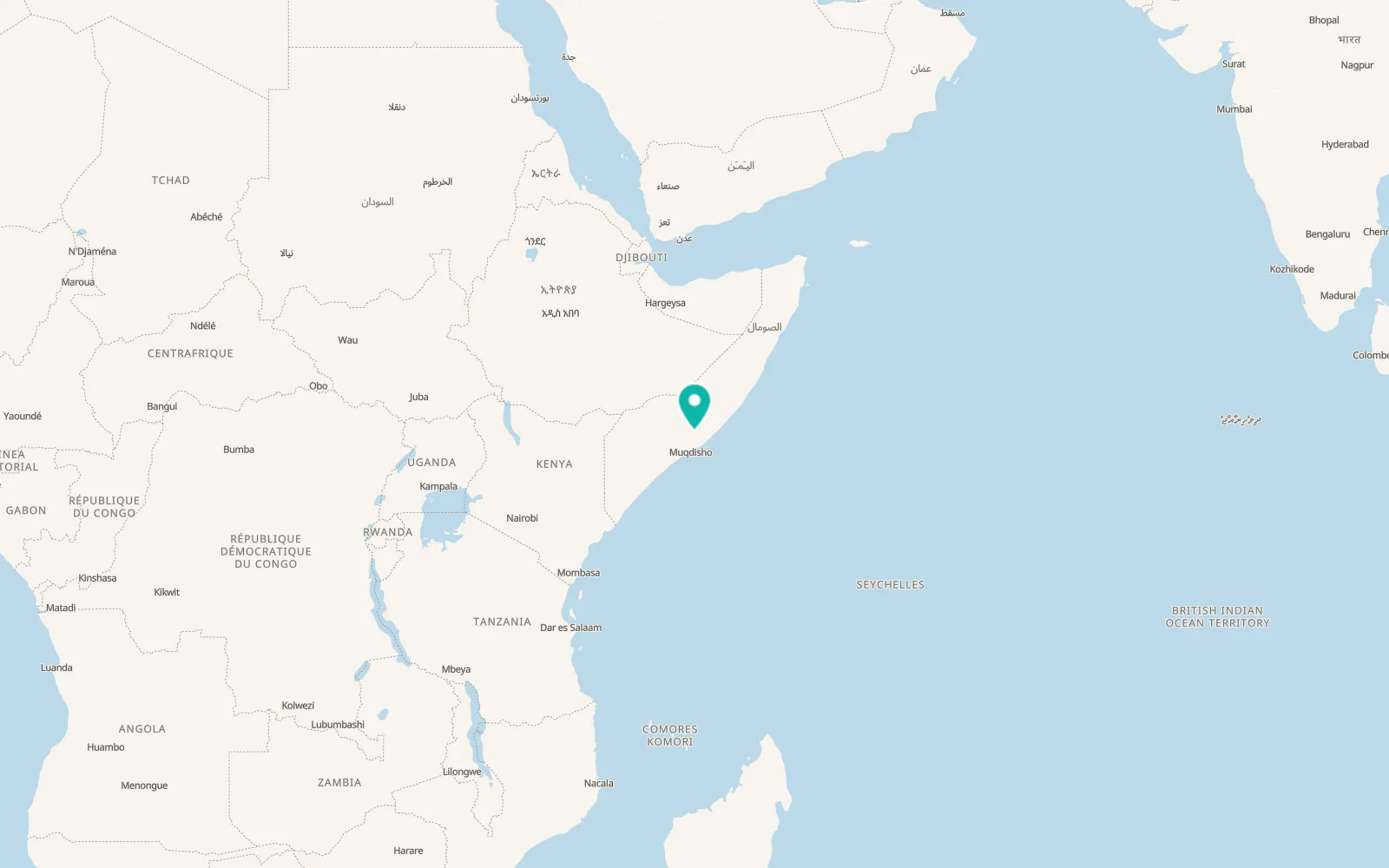 Map of Mahaddayweyne