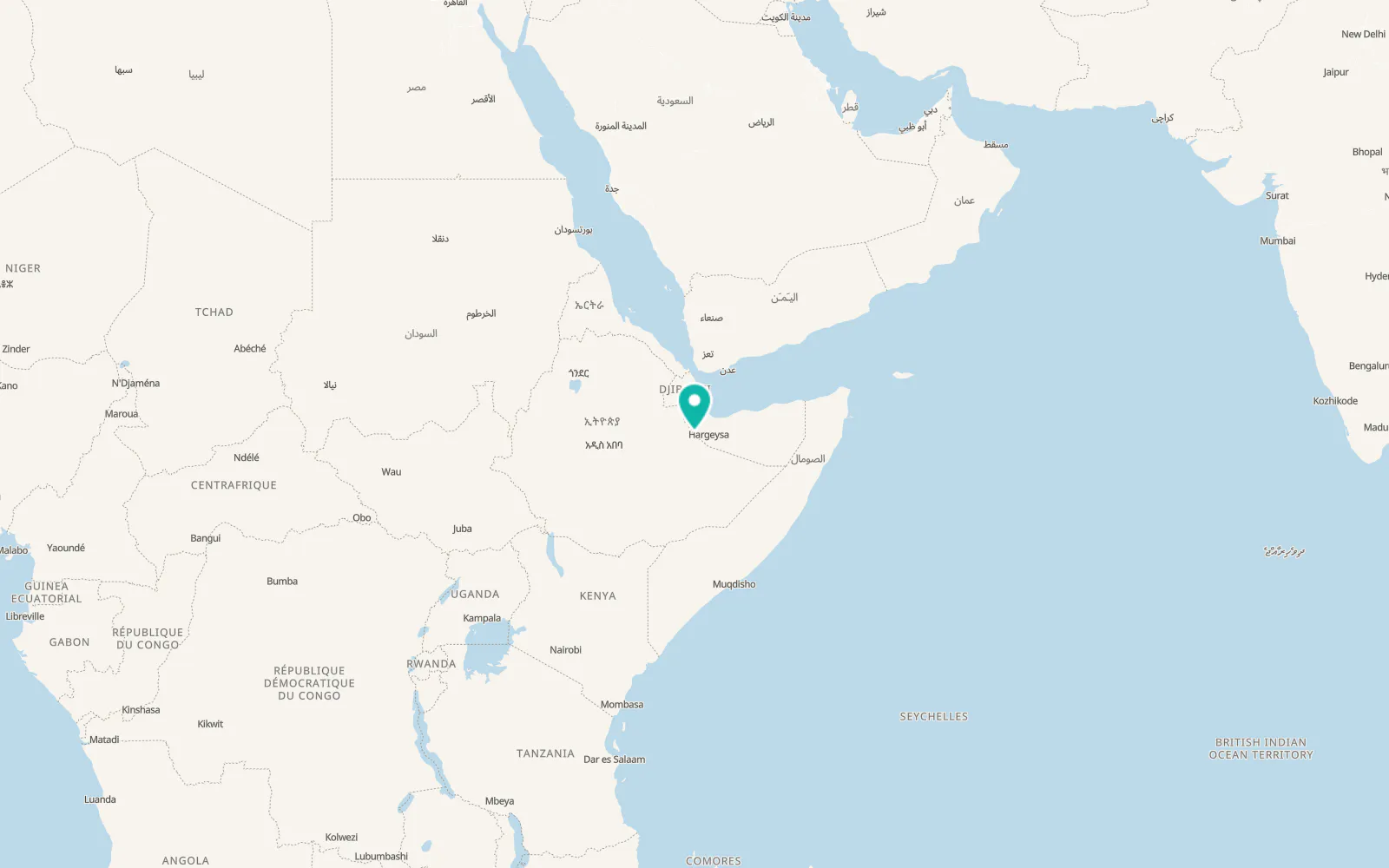 Map of Tog Wajaale