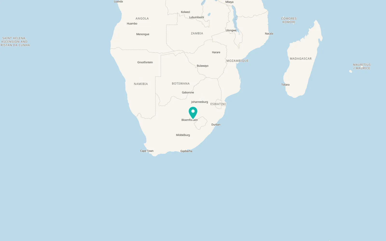 Map of Thaba Nchu