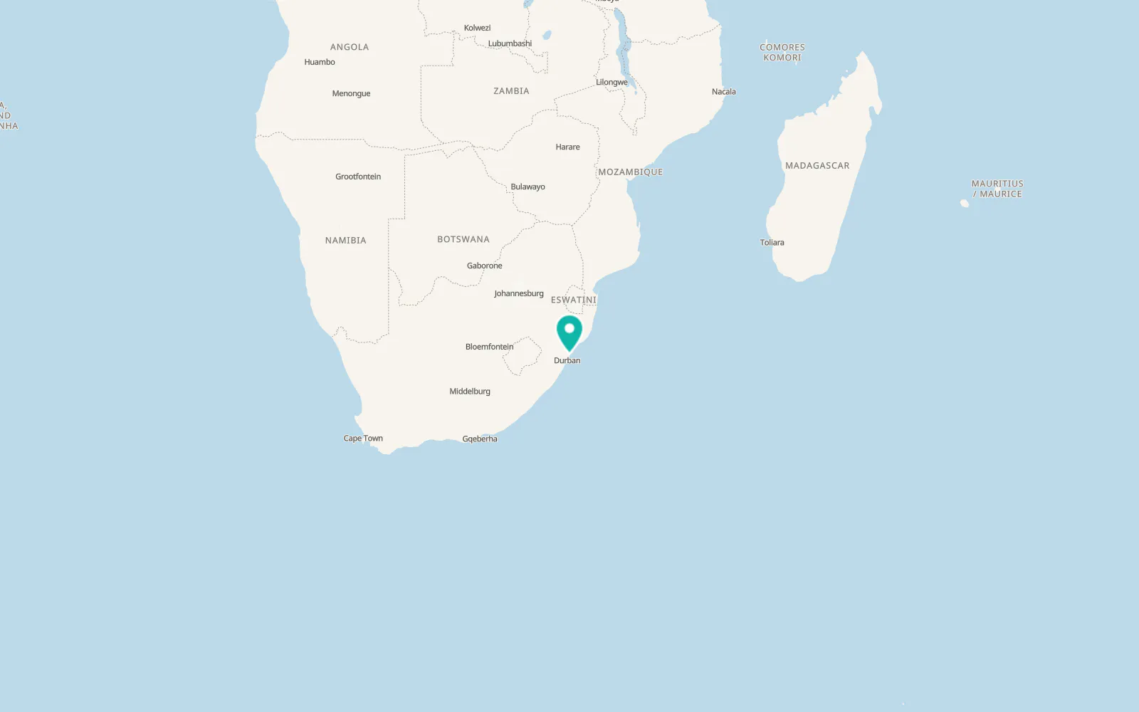 Map of Tongaat Beach