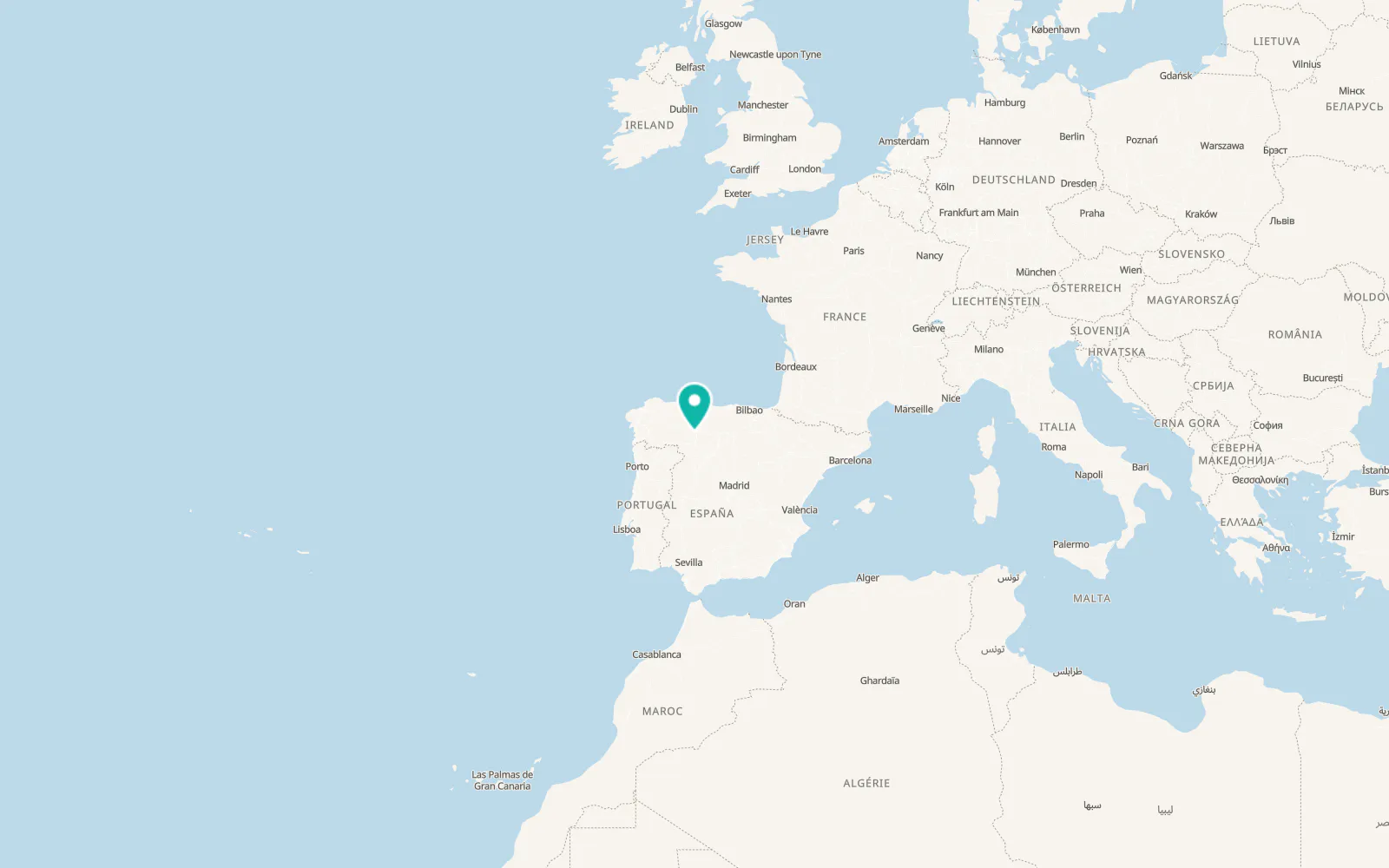 Map of Bercianos del Páramo