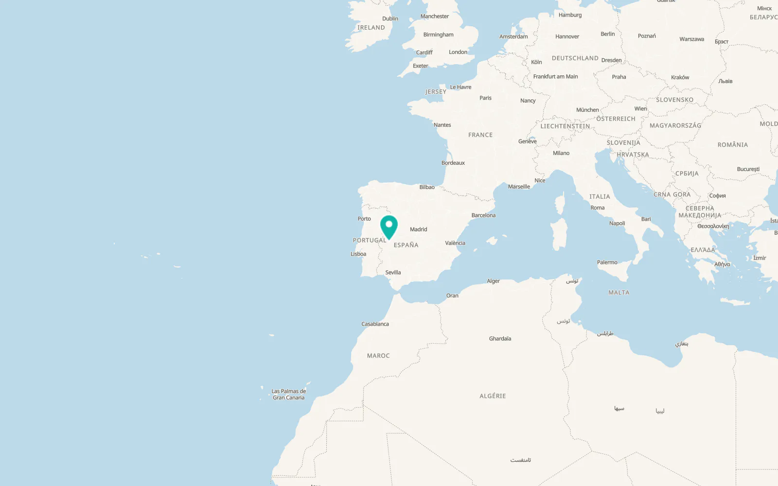 Map of Cáceres
