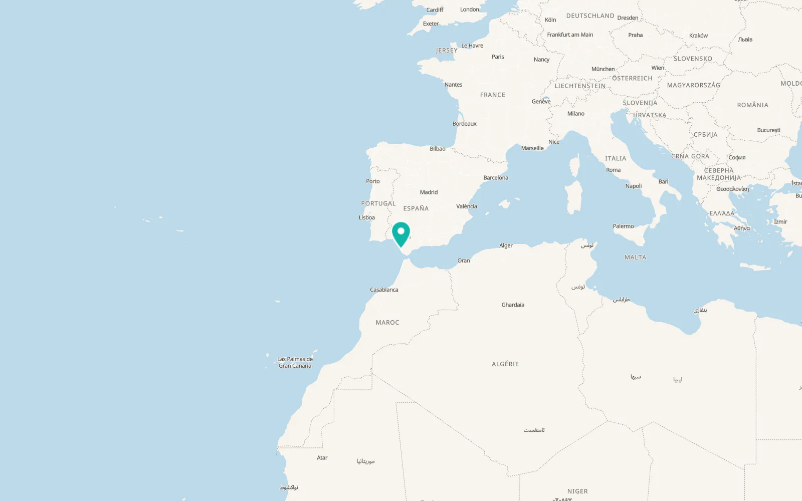 Map of Chiclana de la Frontera