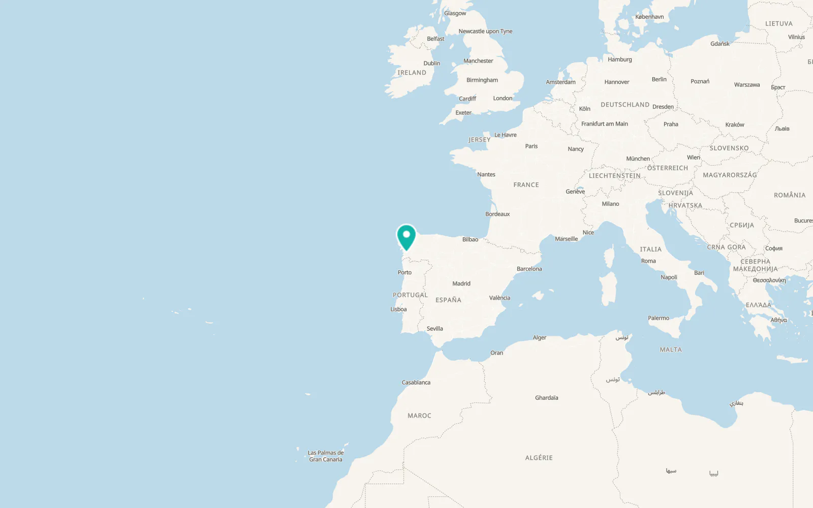 Map of Fornelos de Montes