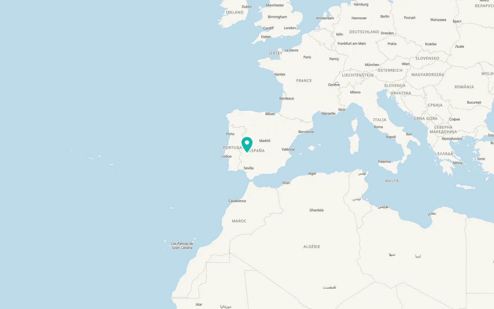 Map of Valverde de Mérida