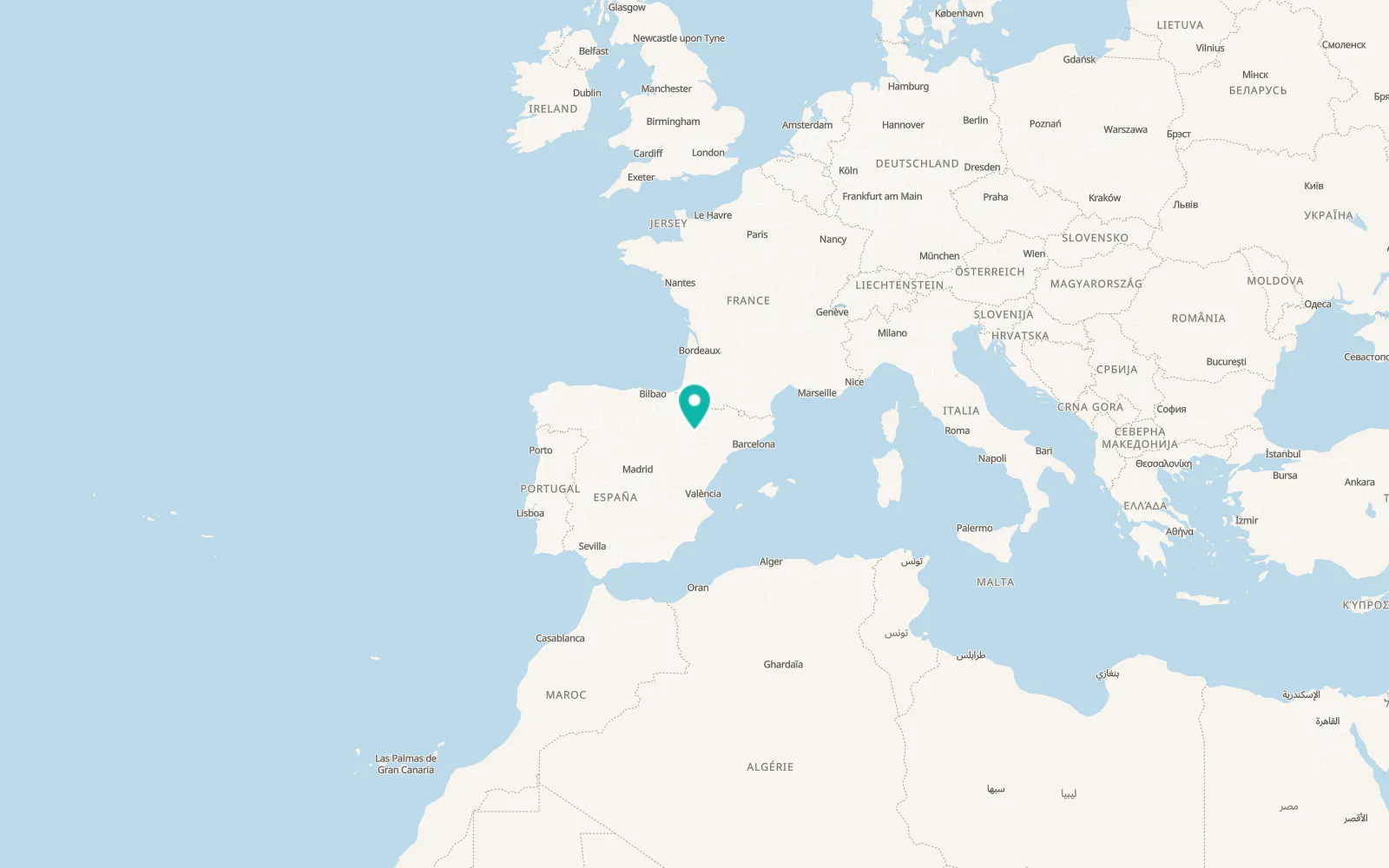 Map of Villanueva de Gállego