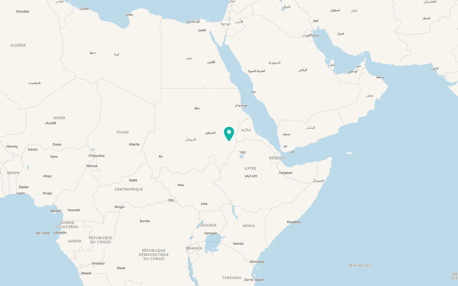 Map of Al Qadarif