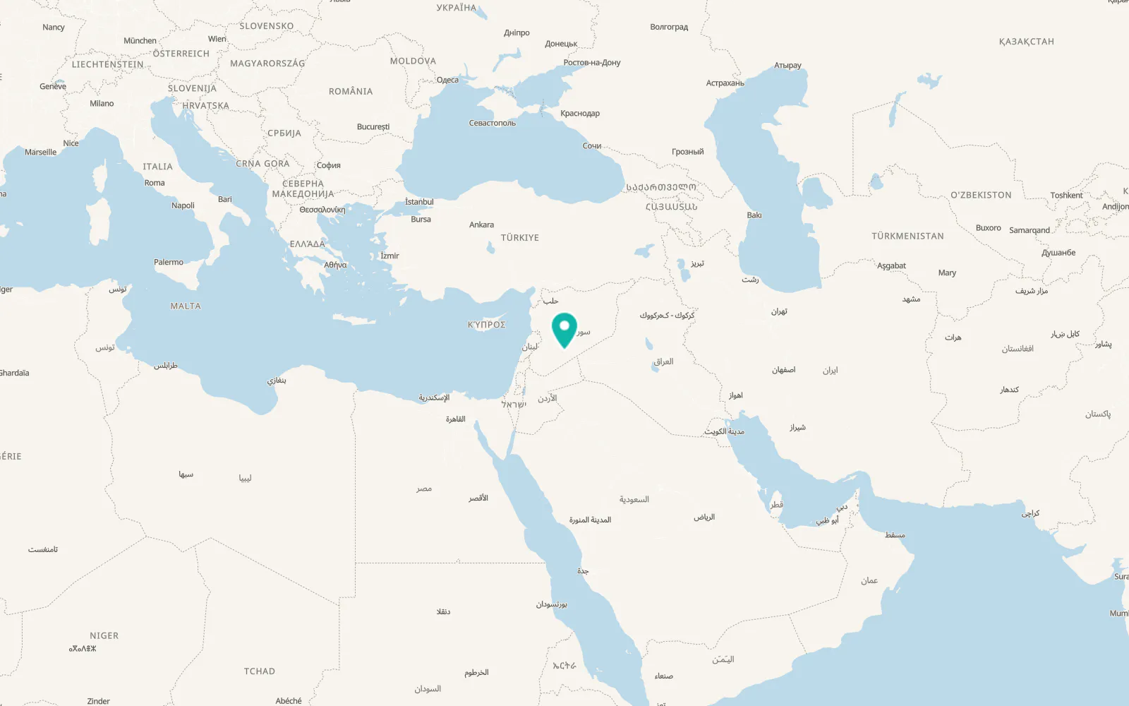 Map of Nāḩiyat as Sab‘ Biyār