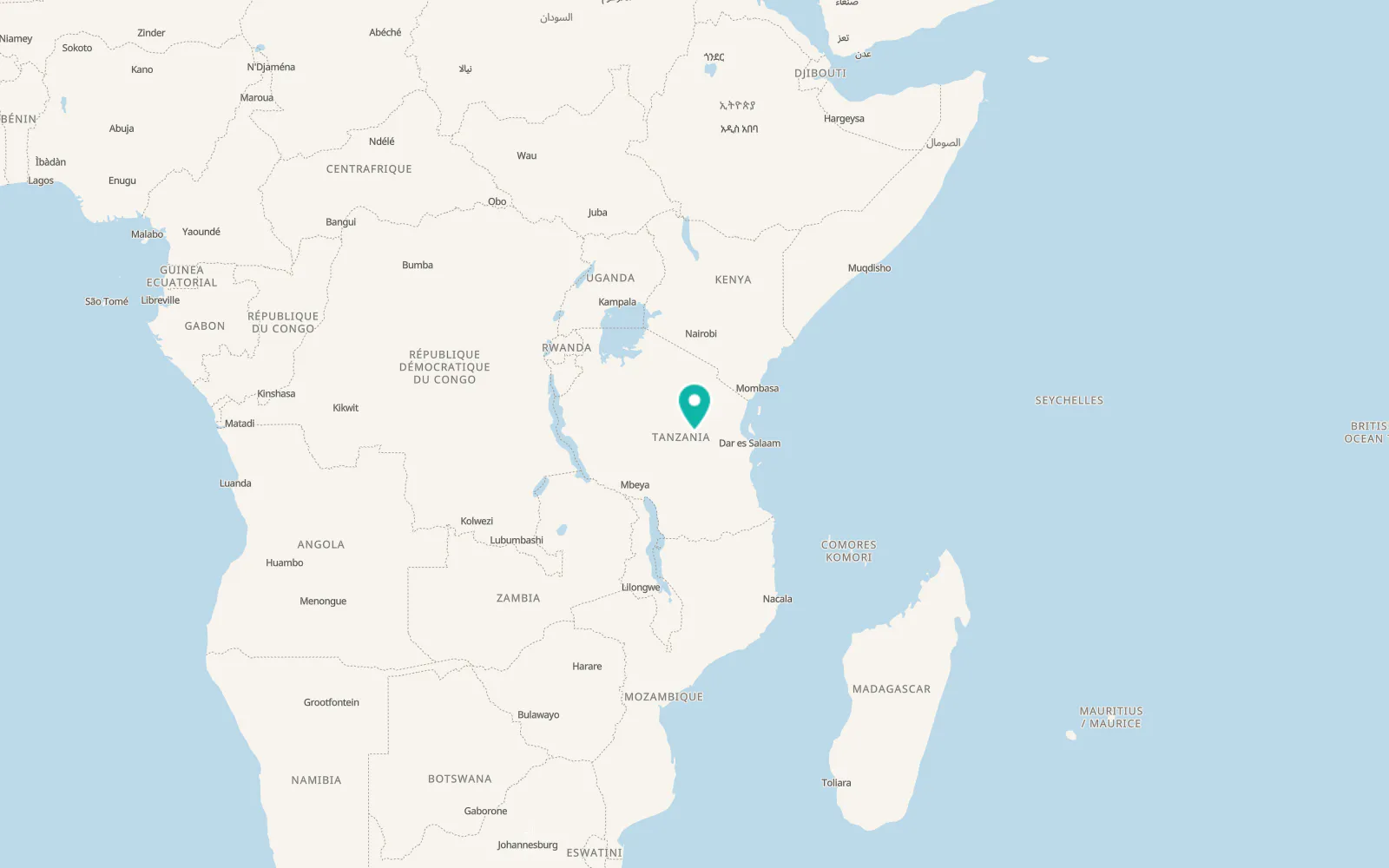 Map of Mpwapwa