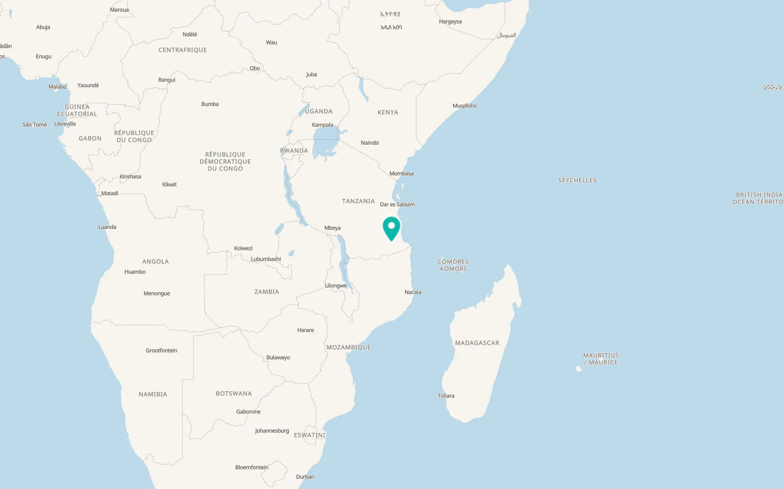 Map of Nachingwea