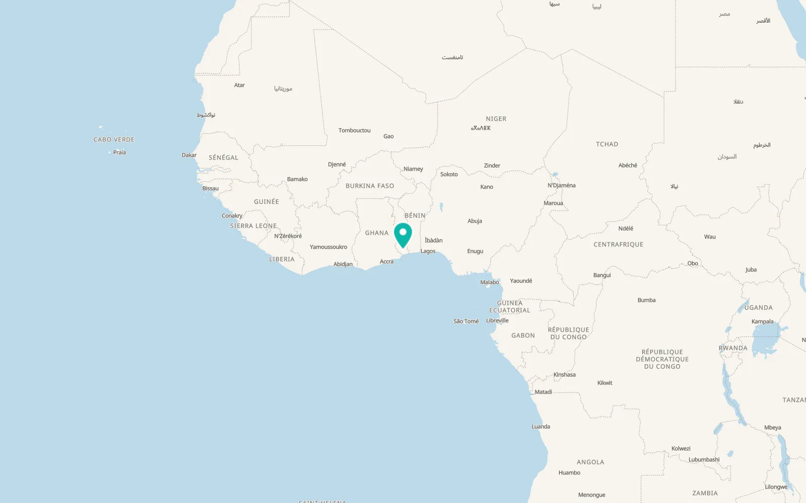 Map of Tsévié