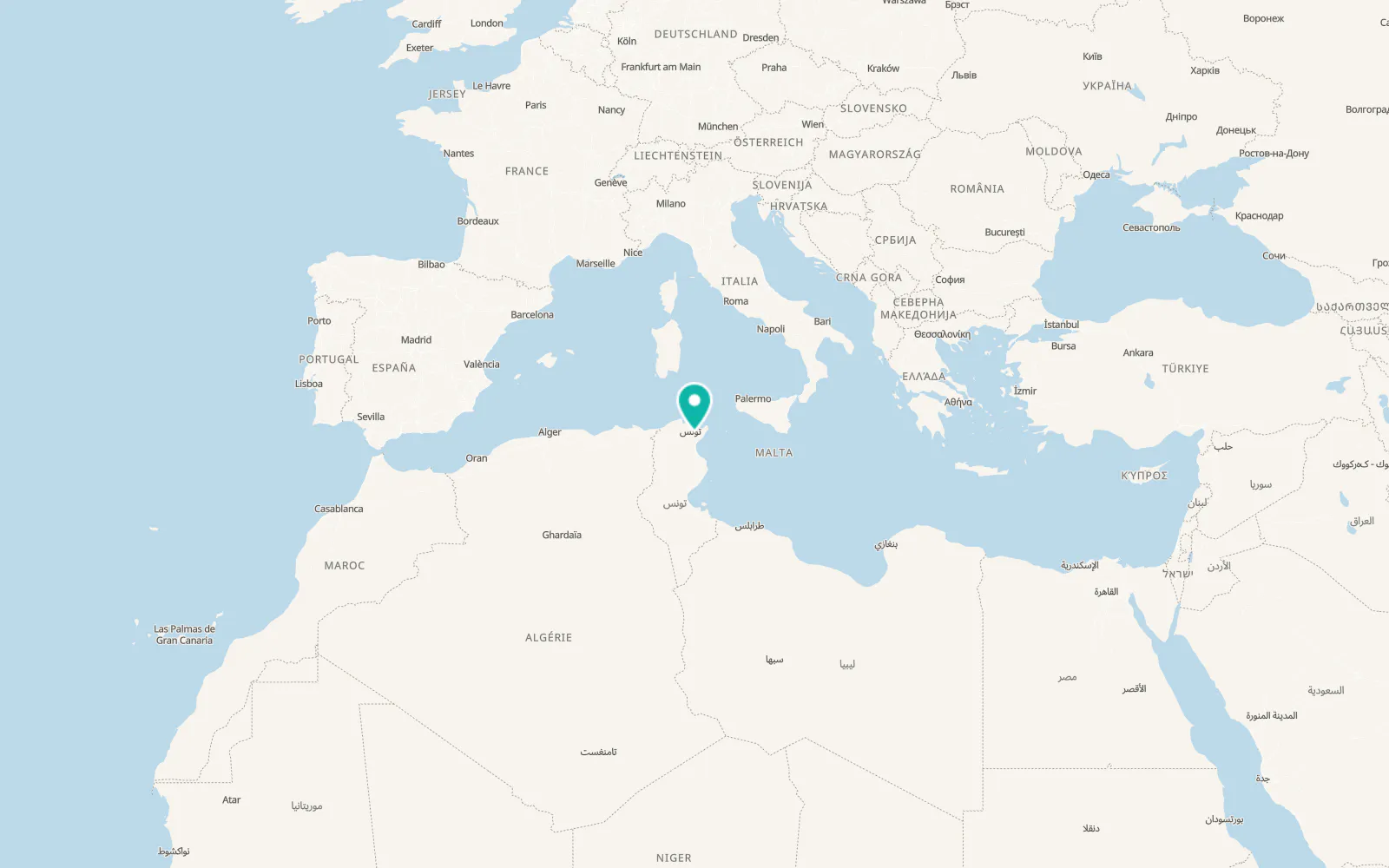 Map of Borj Cedria