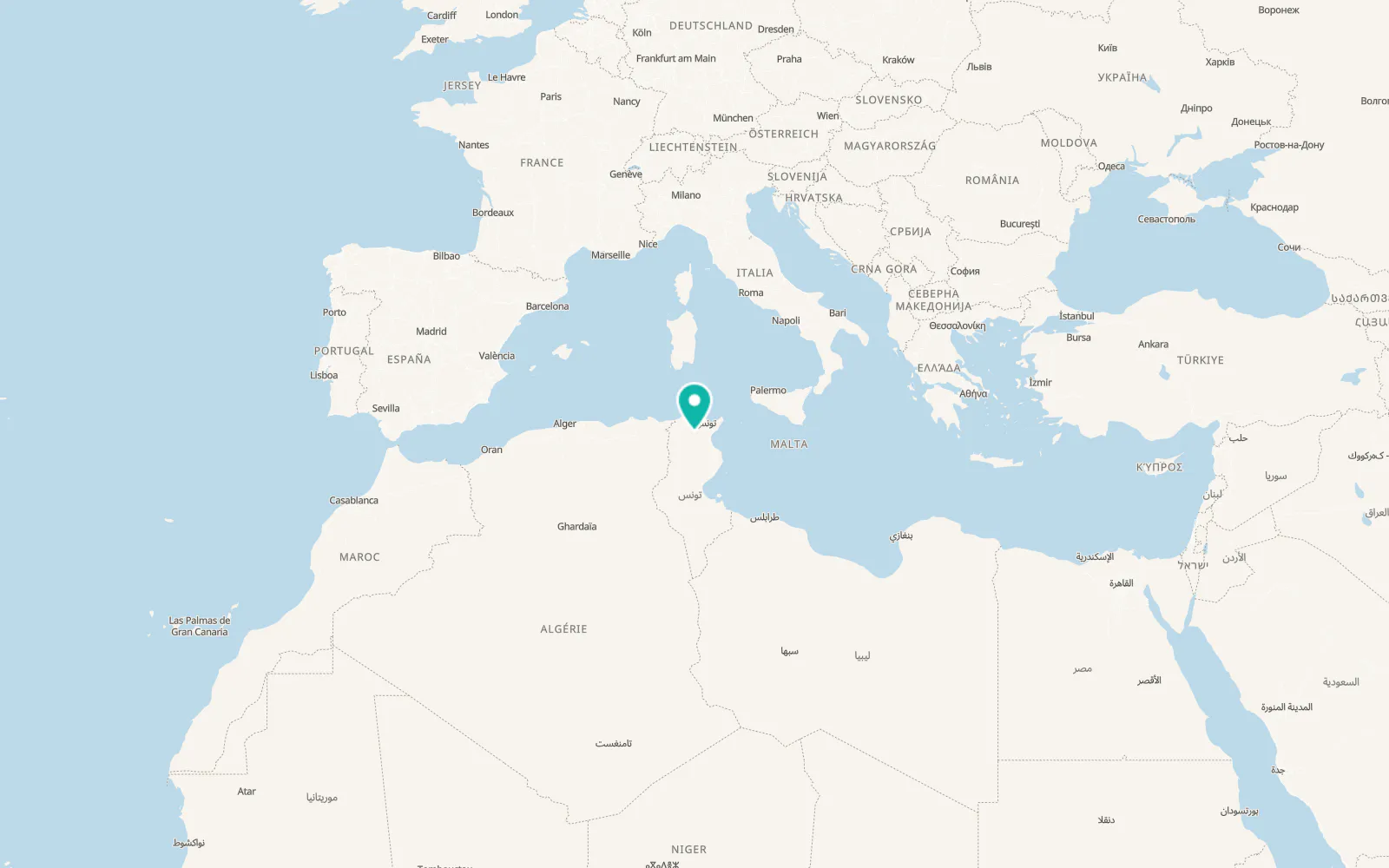 Map of Bou Arada