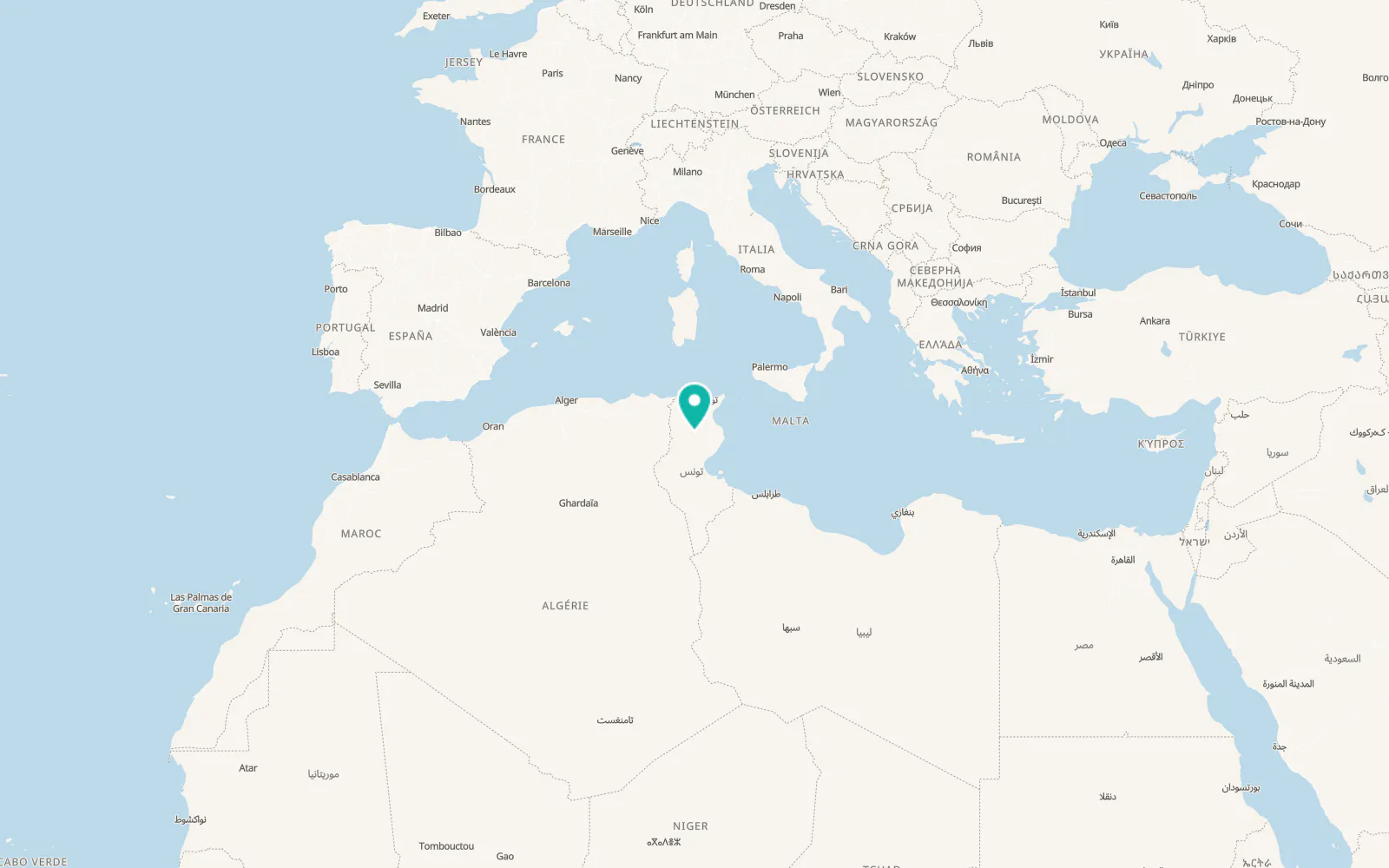 Map of Hajeb el Aïoun