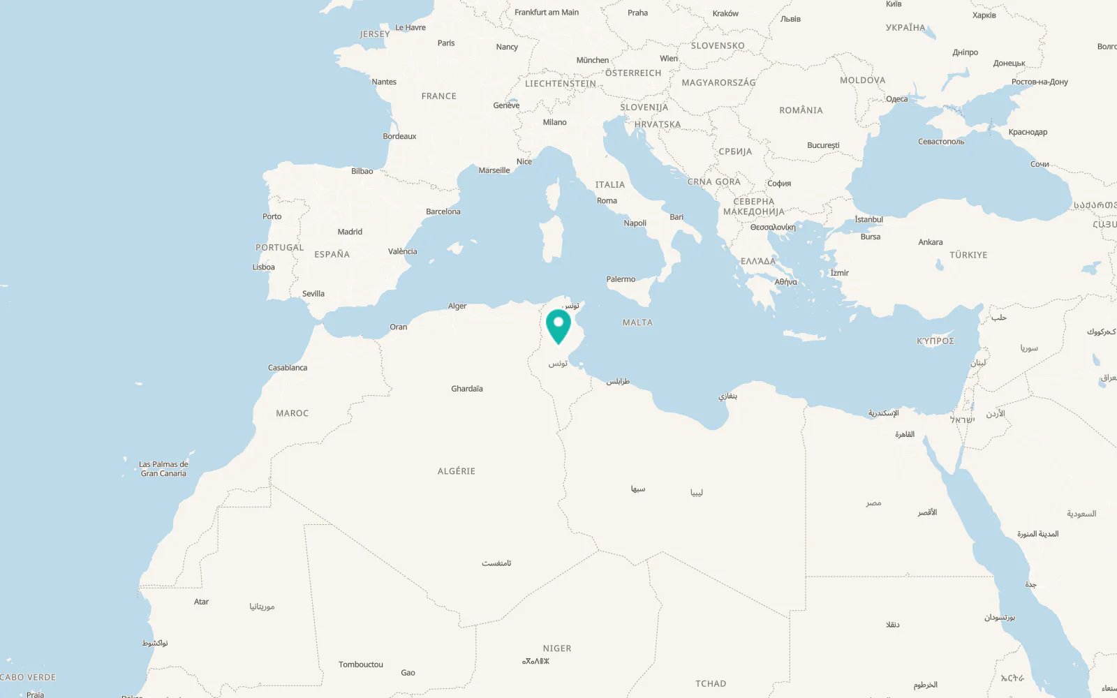 Map of Menzel Bouzaiane