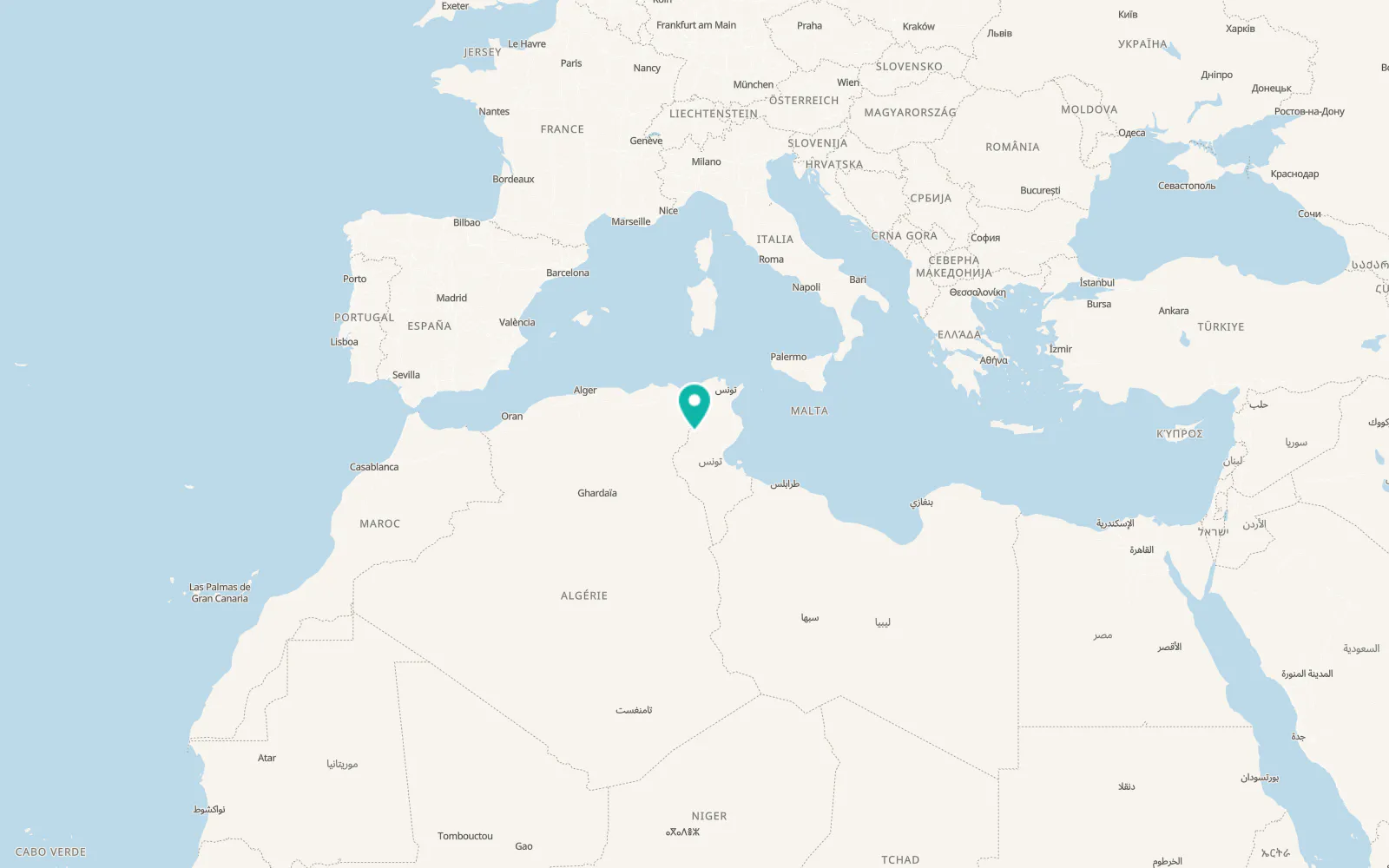 Map of Thelepte