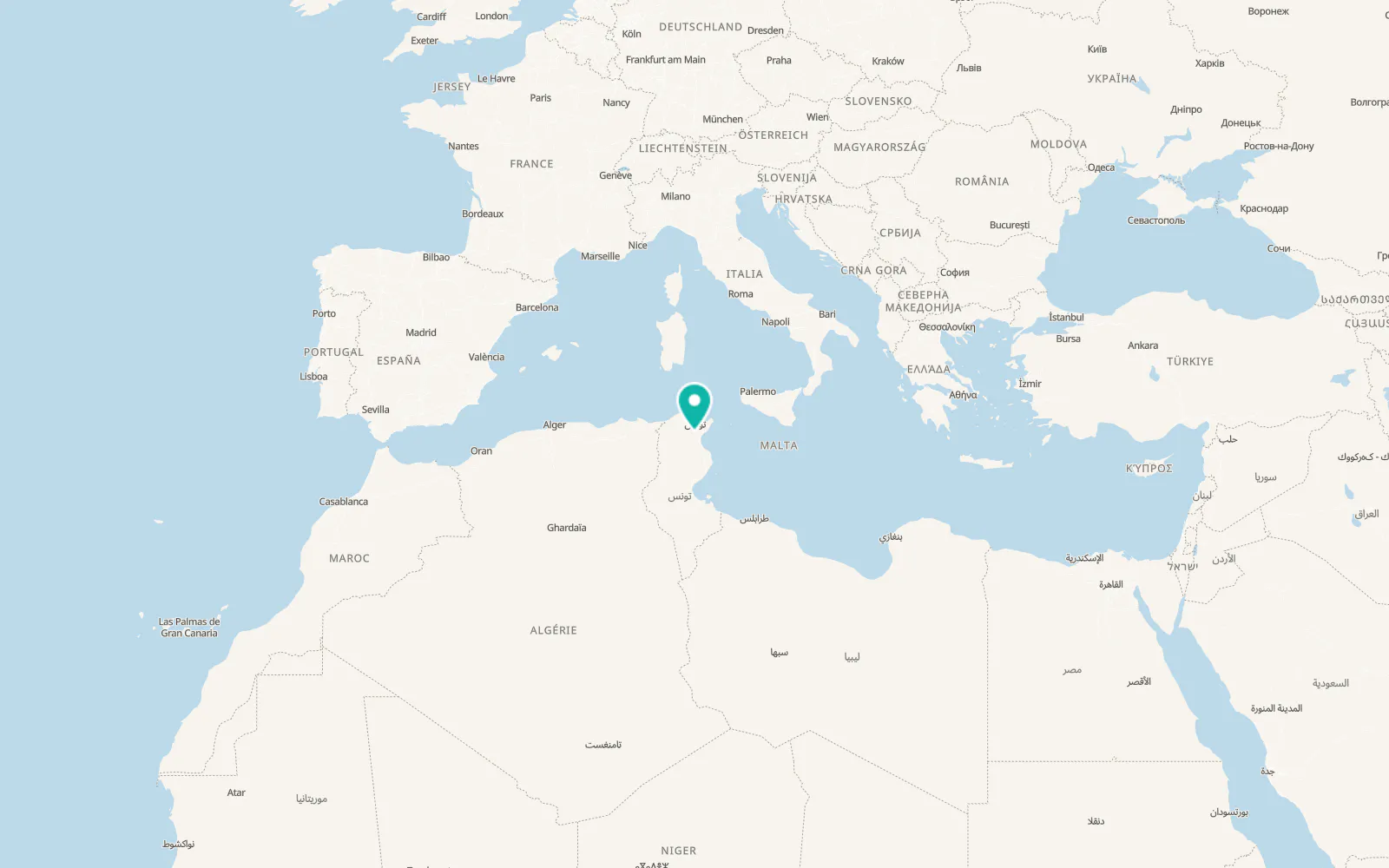 Map of Zaghouan