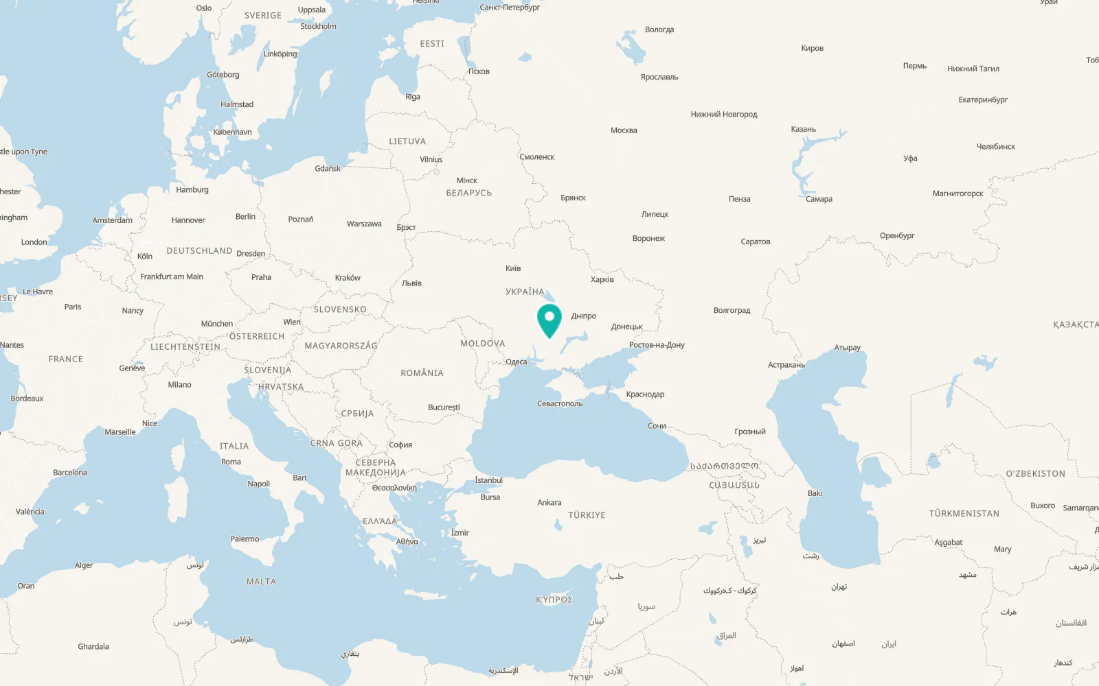 Map of Bereznehuvate