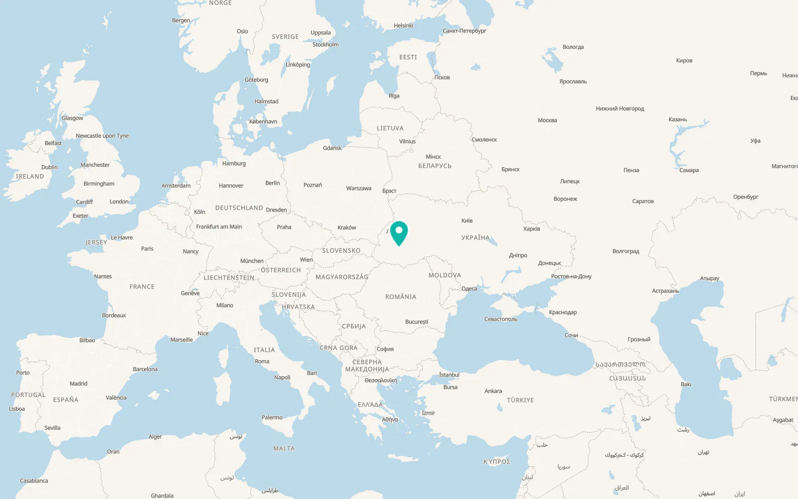Map of Bohorodchany