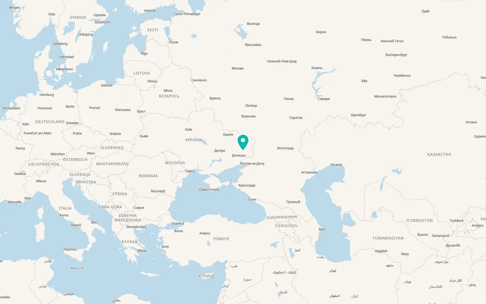 Map of Debaltseve