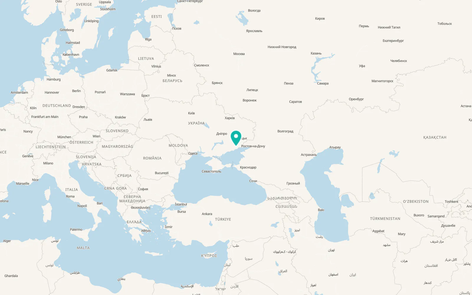 Map of Komyshuvate