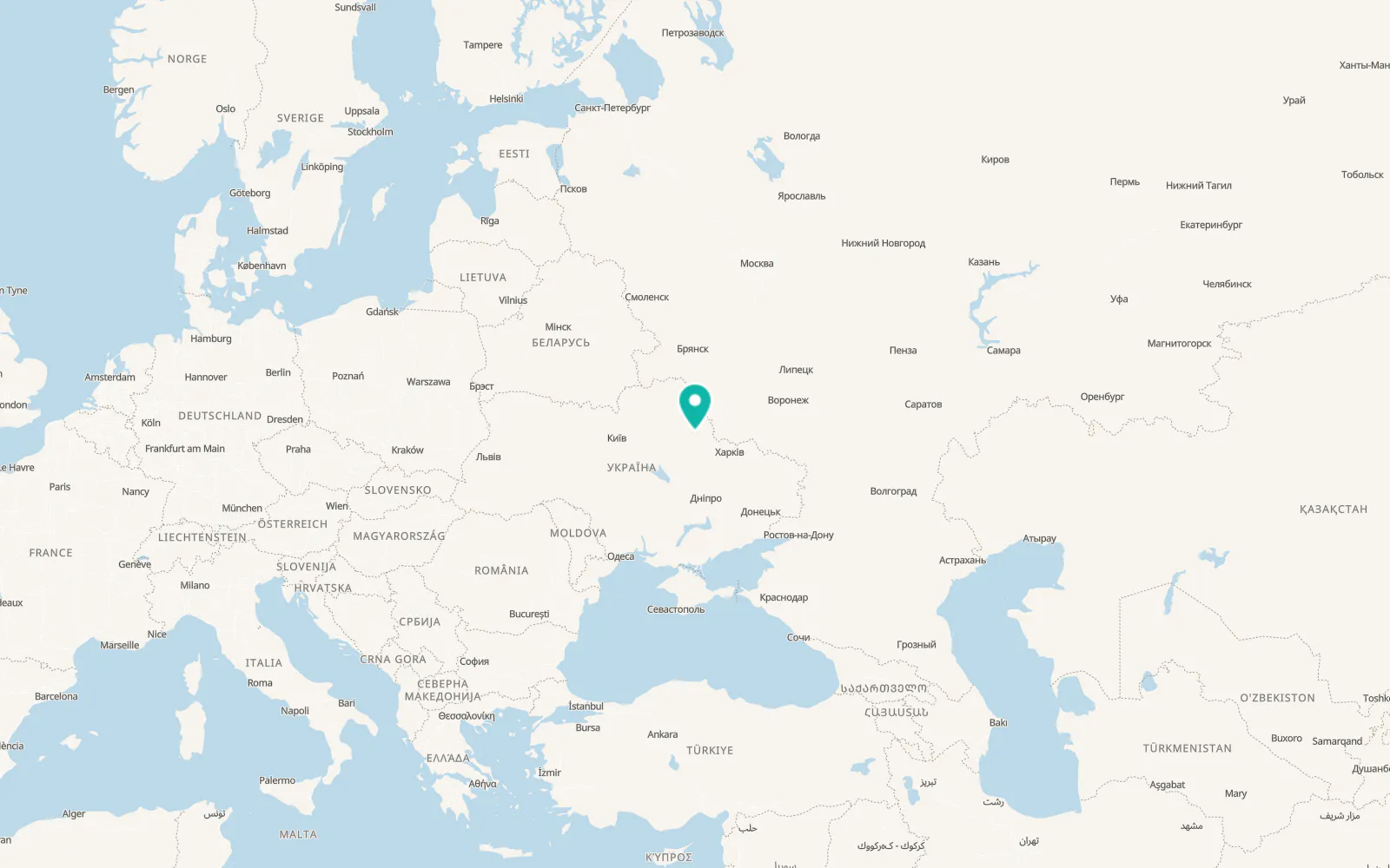Map of Lebedyn
