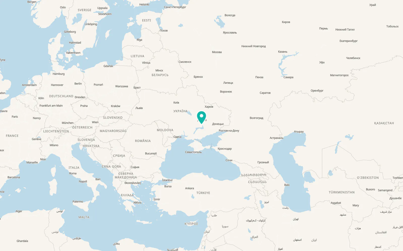 Map of Nove Zaporizhzhia