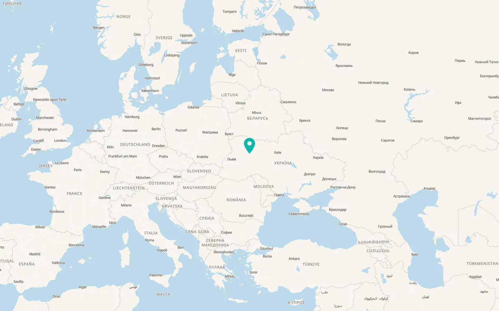 Map of Pluzhne
