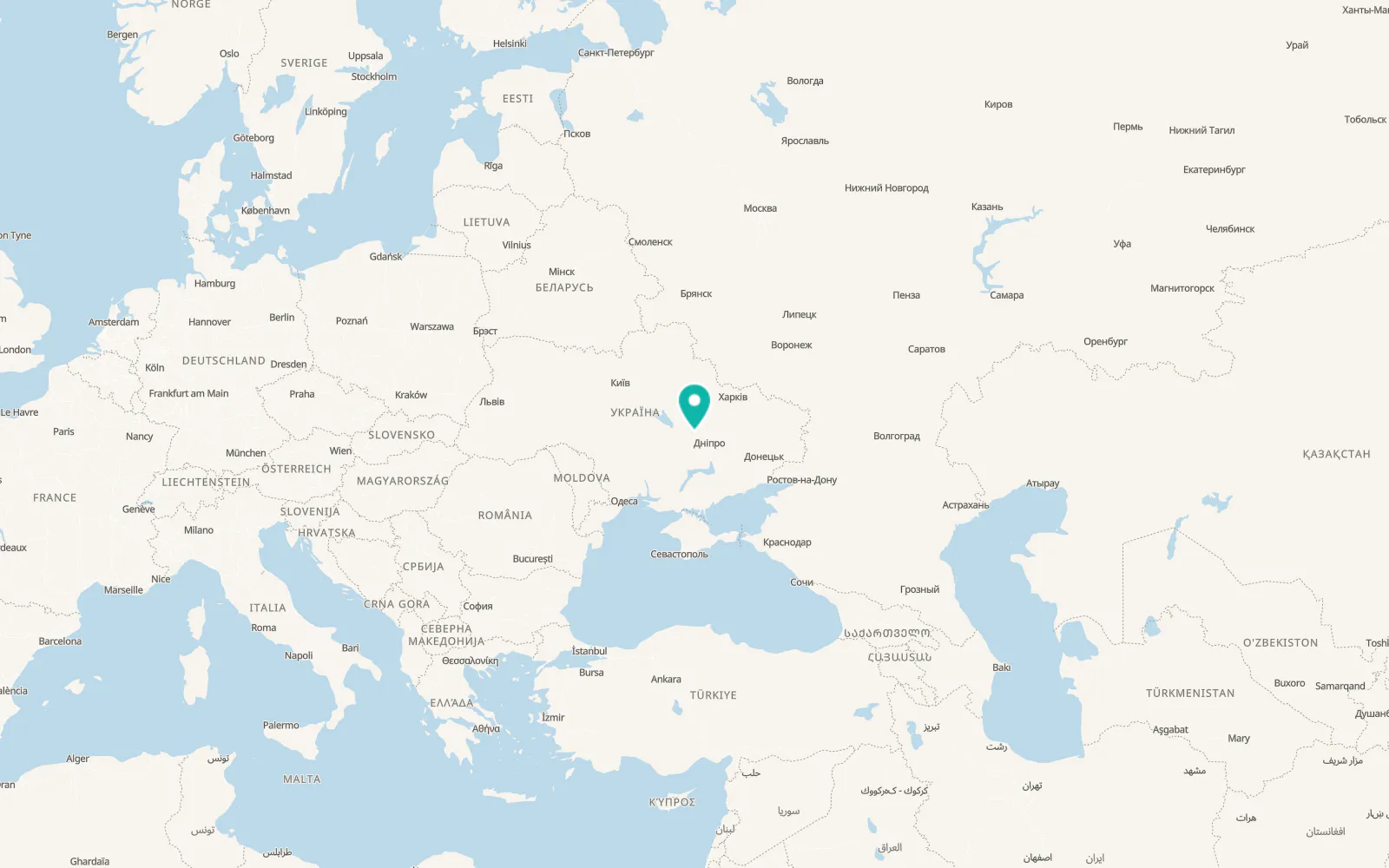 Map of Prydnipryanske